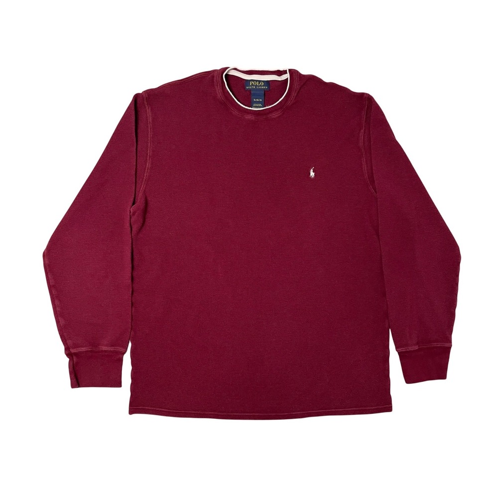 Polo Ralph Lauren Thermal Shirt Mens XL Red Waffle Knit Long Sleeve Preppy